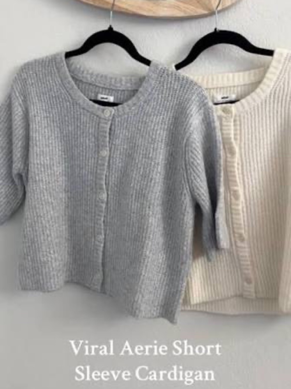 aerie short sleeve cardigan - Sand/Cream